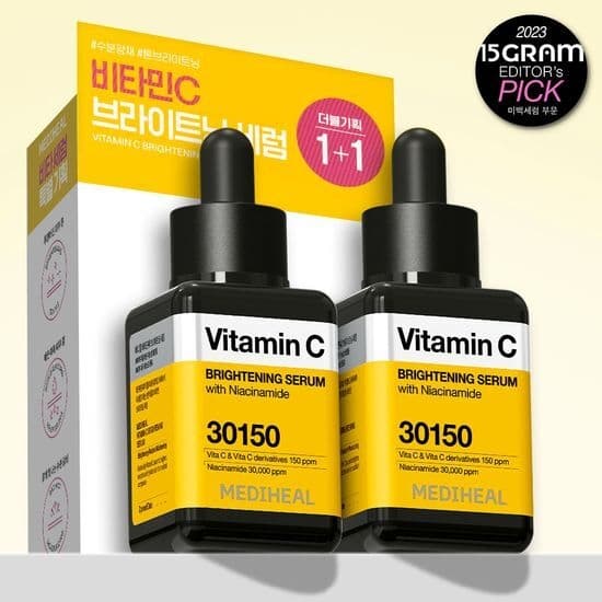 MEDIHEAL Vitamin C Brightening Serum 40ml (Niacinamide, PHA, LHA) sáng da - Set 2 lọ (phiên bản Olive Young)
